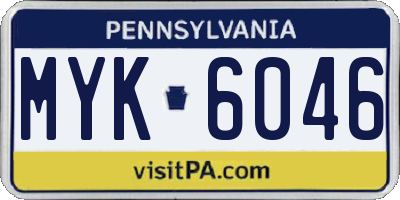 PA license plate MYK6046