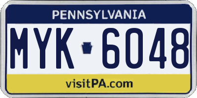 PA license plate MYK6048