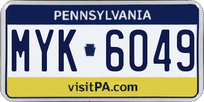 PA license plate MYK6049