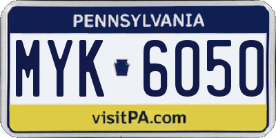 PA license plate MYK6050