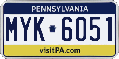 PA license plate MYK6051