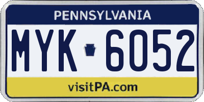 PA license plate MYK6052