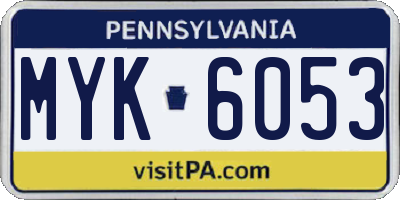 PA license plate MYK6053