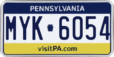 PA license plate MYK6054
