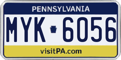 PA license plate MYK6056