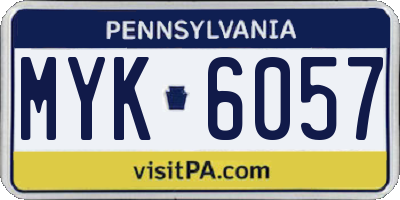 PA license plate MYK6057