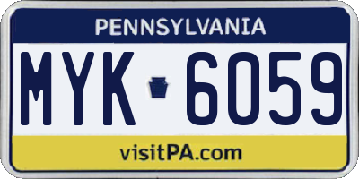 PA license plate MYK6059