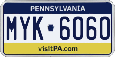 PA license plate MYK6060