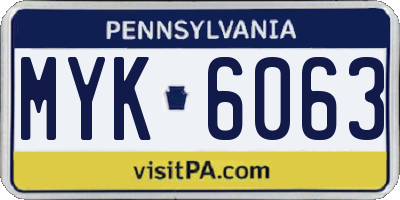 PA license plate MYK6063