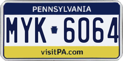 PA license plate MYK6064