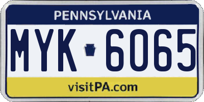 PA license plate MYK6065