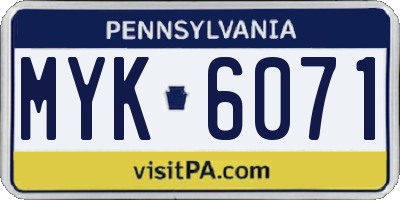 PA license plate MYK6071