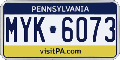PA license plate MYK6073