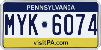 PA license plate MYK6074