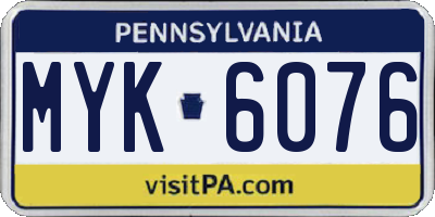PA license plate MYK6076