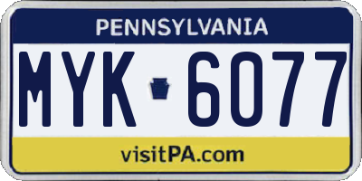 PA license plate MYK6077