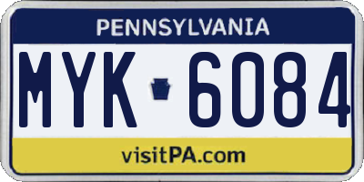 PA license plate MYK6084