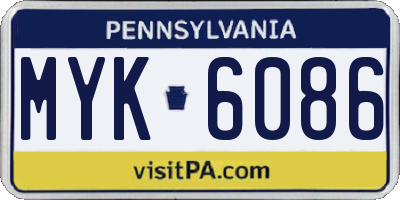 PA license plate MYK6086