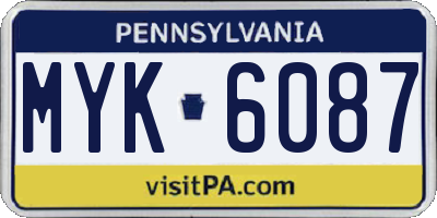 PA license plate MYK6087