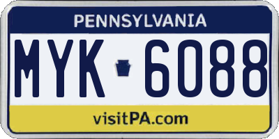 PA license plate MYK6088