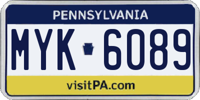 PA license plate MYK6089