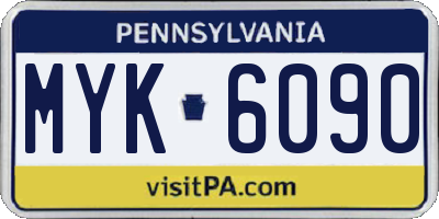 PA license plate MYK6090