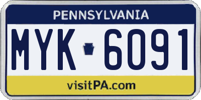 PA license plate MYK6091