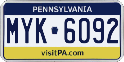 PA license plate MYK6092