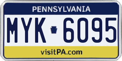 PA license plate MYK6095