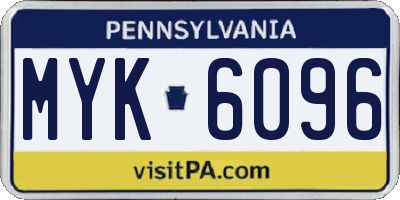 PA license plate MYK6096