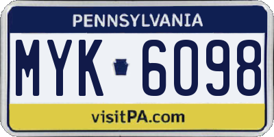 PA license plate MYK6098