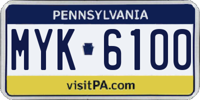 PA license plate MYK6100