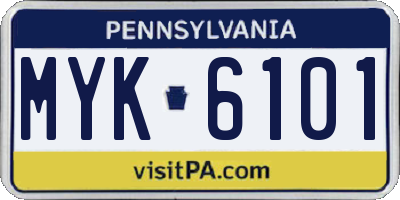 PA license plate MYK6101