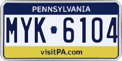PA license plate MYK6104