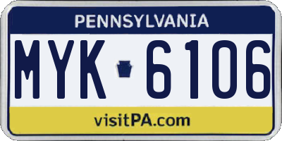PA license plate MYK6106