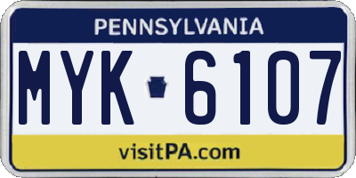PA license plate MYK6107
