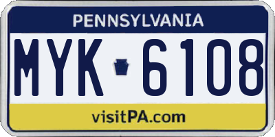 PA license plate MYK6108