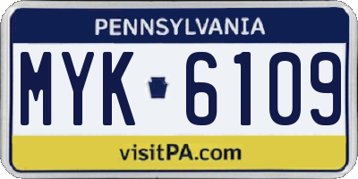PA license plate MYK6109