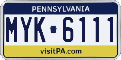PA license plate MYK6111