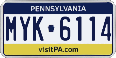 PA license plate MYK6114