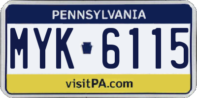 PA license plate MYK6115