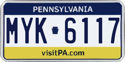 PA license plate MYK6117