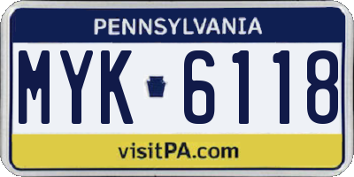 PA license plate MYK6118