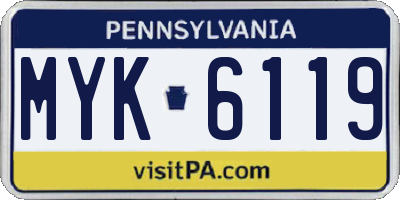 PA license plate MYK6119