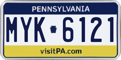 PA license plate MYK6121