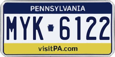 PA license plate MYK6122