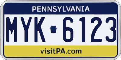 PA license plate MYK6123