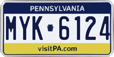 PA license plate MYK6124