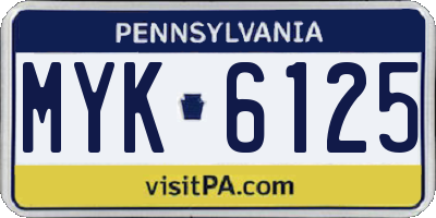 PA license plate MYK6125
