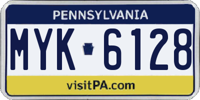 PA license plate MYK6128